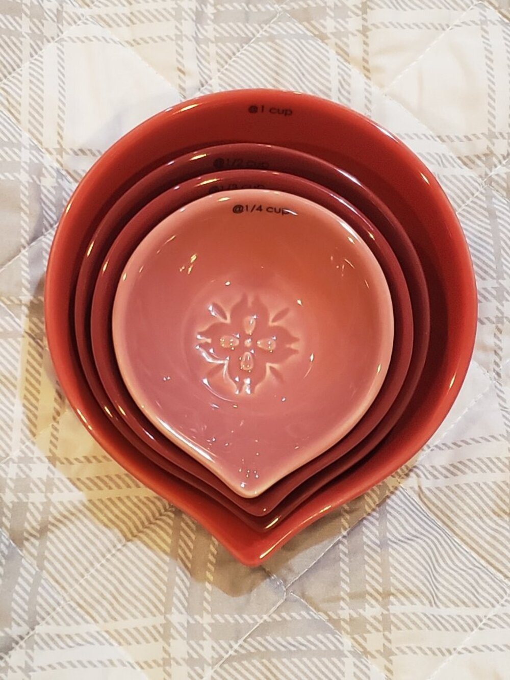 Y2K Vintage Chantal Ceramic Nesting prep bowls set of 4 Red Gradient